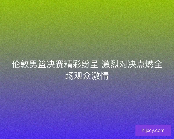 伦敦男篮决赛精彩纷呈 激烈对决点燃全场观众激情 伦敦男篮决赛精彩纷呈 激烈对决点燃全场观众激情